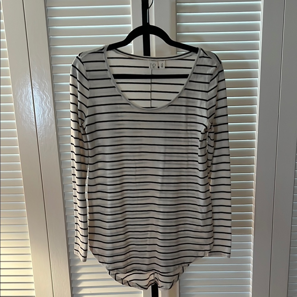 BP Black and White Asymmetrical Long Sleeve Tee